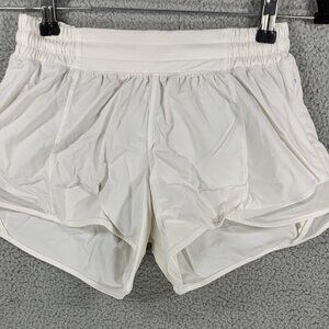 Lululemon Womens Low Rise Lined Elastic Waist White Athletic Shorts Size 4